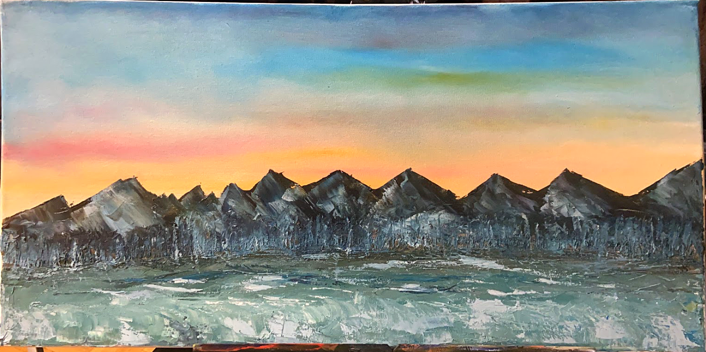 Original mountain range painting by Sudheer Samudrala